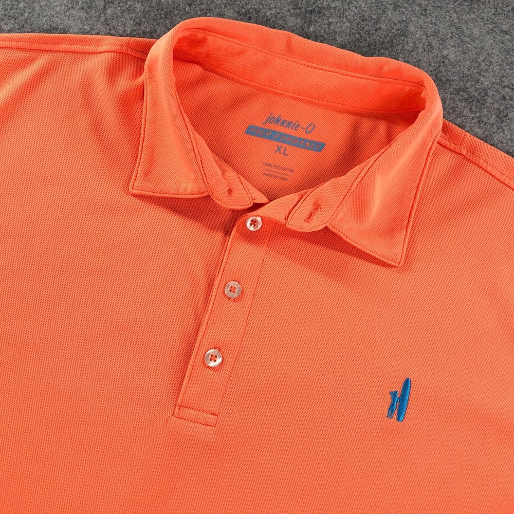 johnnie-O Men's Polo Shirt in Bright Orange with Blue Logo